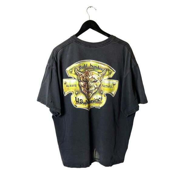 Distressed US Marines T Shirt Vintage Y2K Adult Gray Extra Large XL Graphic Tee - Picture 3 of 16
